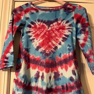 Tye dye heart dress with pockets. size xs.